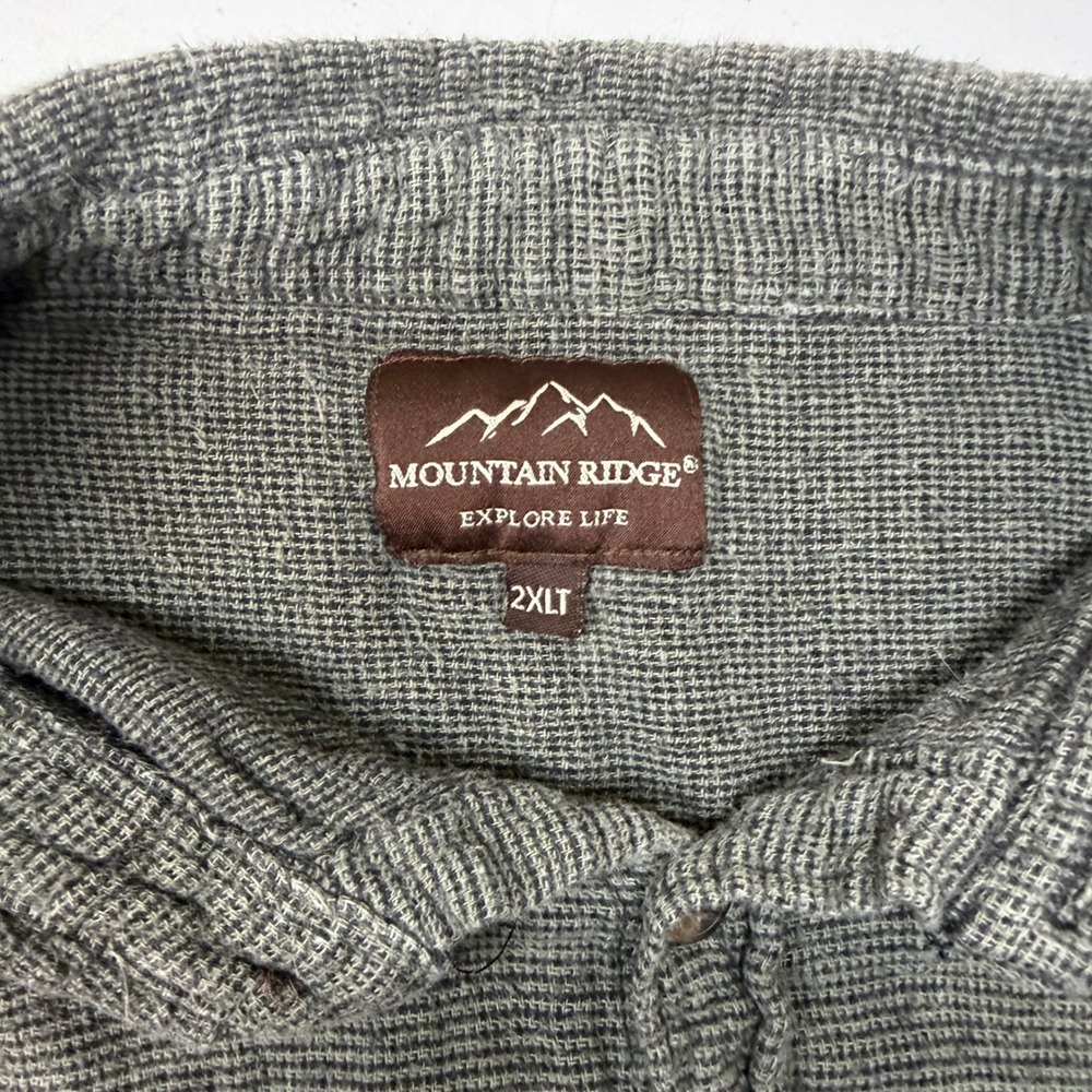 Mountain Ridge Mens 2XLT Tall Long Sleeve Button Up Shirt Green Flannel Outdoor - Picture 3 of 7
